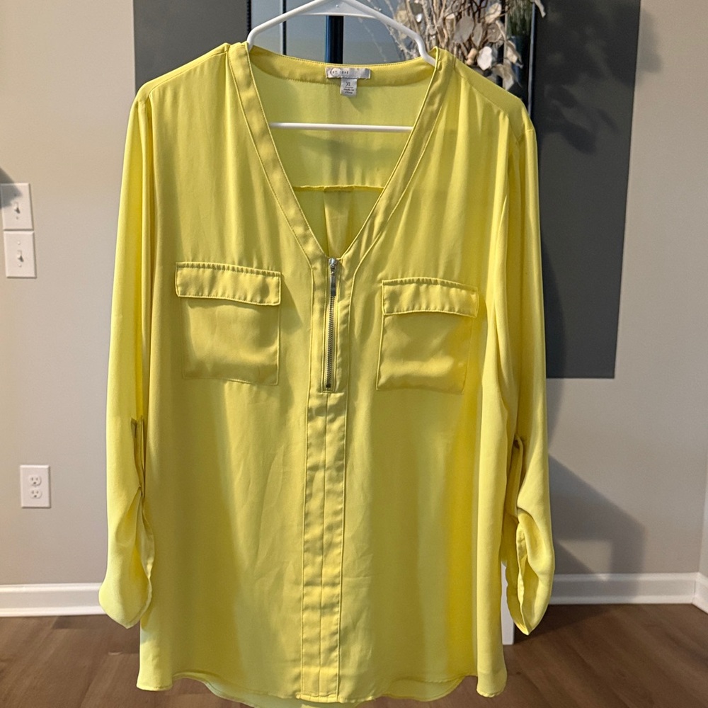 Cato Yellow V-Neck Women's Top